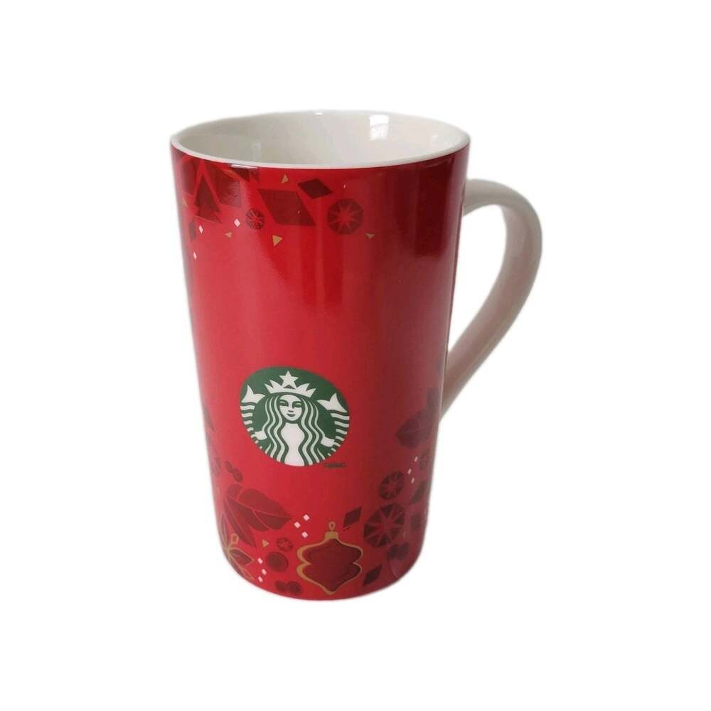 Starbucks 2013 Christmas Coffee Mug Cup Holiday Red Tall 16 oz Holly Ornament